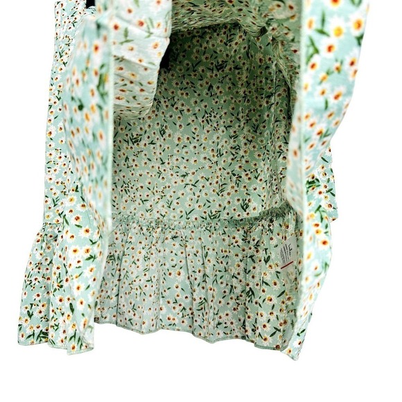 Lulus NWT Flourishing Dreams Ditsy Floral Print Wrap Mini Skirt Mint Green Sz XL - Picture 6 of 7